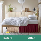 Wrap Around Queen Size Bed Skirt Split Corner 14" Drop-Elastic Dust Ruffle - Image 4