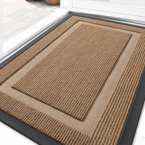 OLANLY Front Door Mat Outside 33x21, All-Season Heavy-Duty Rubber Doormat by OLANLY
