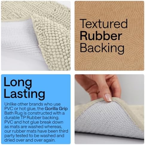 GORILLA GRIP Bath Rug Mat for Bathroom, Thick Chenille, 30x20 Dusty Cloud - Image 3