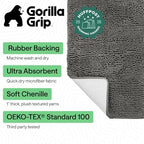 GORILLA GRIP Bath Rug Mat for Bathroom, Absorbent Chenille, 44x26 Charcoal - Image 2