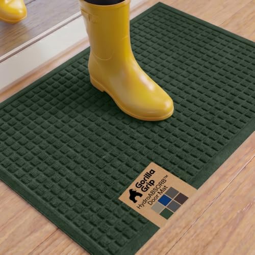 GORILLA GRIP® HydroABSORB Door Mat for Indoor Outdoor Use, 35x23 Green by GorillaGrip
