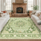 RELEANY Washable Area Rug, Square 8'x8', Green/Yellow - Image 2