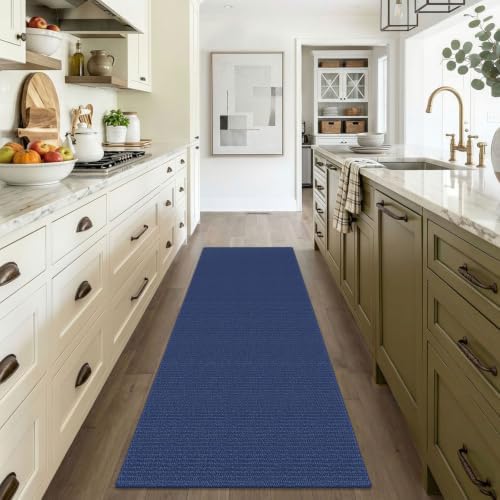 EARTHALL Washable Runner Rug, Non Slip Foyer Runner, 3x6 Ft, Heathered Blue - Image 2
