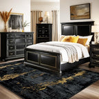 RELEANY Washable 10'x14' Abstract Area Rug for Living Room Black Gold - Image 2