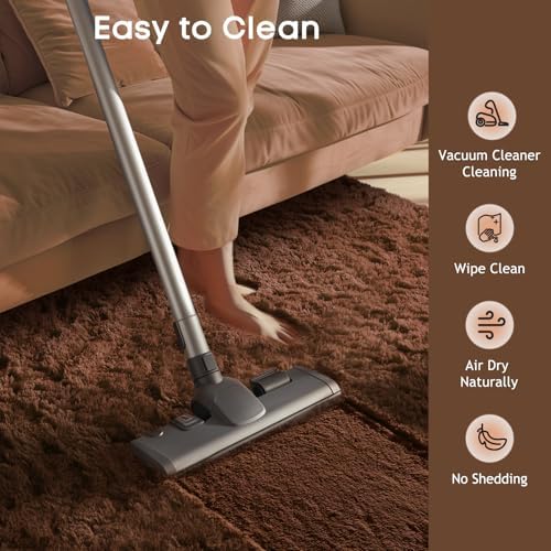Ophanie Brown Rugs for Living Room Bedroom, 5x8 Fluffy Fuzzy Furry Carpet, Plush Soft Shaggy Bedside Indoor Floor Area Rug for Kids Nursery Home Decor with Over 999 pcs Non-Slip Backing Pattern - Image 6