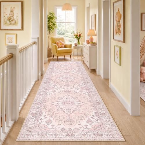 RELEANY Washable Area Rug, Runner 3'x9', Pink - Image 2