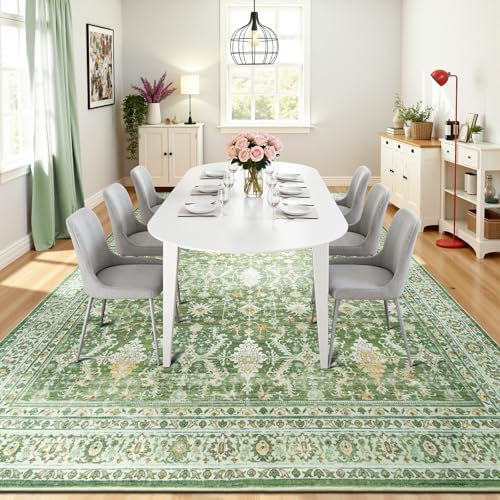 8x10 Area Rugs for Living Room, Washable Large Carpet, Light Green - Image 6