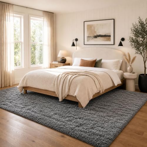 Ophanie 8x10 Area Rugs for Living Room,Upgrade Non-Slip Fluffy Soft Large Shag Bedroom Carpet, Grey Big Indoor Thick Rug,Gray Carpets for Boy and Girls Room Decor with Over 99 pcs Pile fibers by Ophanie