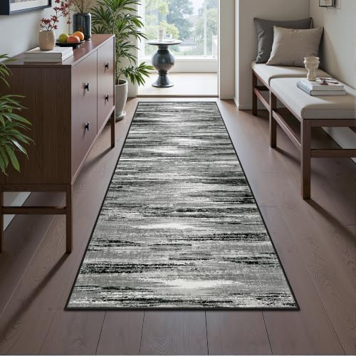 2x6 Runner Rug Non Slip,Washable Hallway Runner Rug,Black by Restydon