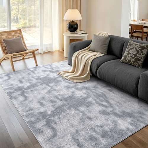 4x6 Tie-dye Light Grey Area Rug Washable Non-Slip for Bedroom Living Room by Unknown