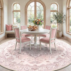RELEANY Washable Area Rug, Round 10ft, Pink - Image 3