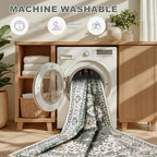 3x5 Area Rugs Living Room: Washable Rug for Bedroom Green Ivory - Image 6