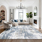 8x10 Washable Area Rugs for Living Room,Bedroom,Dining Room,Playroom - Blue by Srugn