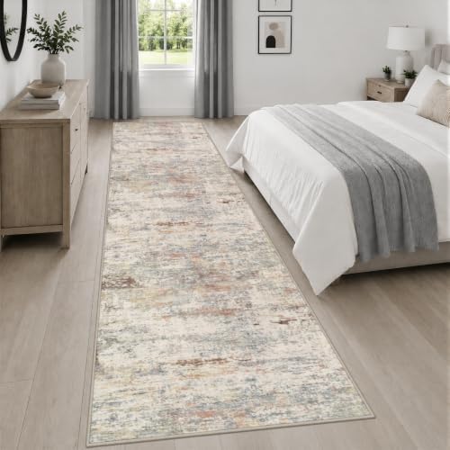 3x14 Washable Runner Rug：Modern Abstract Kitchen Soft Carpet Taupe - Image 4
