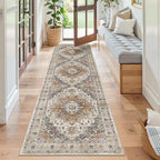 Madane Kitchen Runner Rug 2x7 with Rubber Backing Non Slip, Turmeric/Grey - Image 2
