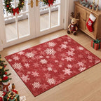 2x3 Christmas Rug,Small Washable Entryway Rug Non Slip,Red - Image 3