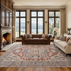 Amada Large 9x12 Washable Area Rug for Living Room, Red, Vintage Pattern - Image 4