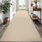 EARTHALL Washable Runner Rug, Non Slip, 3x18 Ft, Golden Beige/White by Unknown