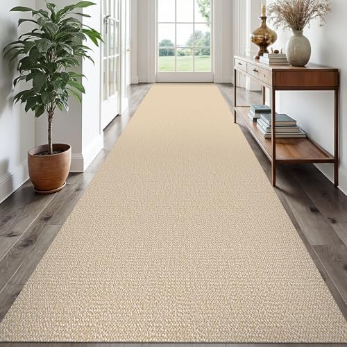 EARTHALL Washable Runner Rug, Non Slip, 3x18 Ft, Golden Beige/White by Unknown