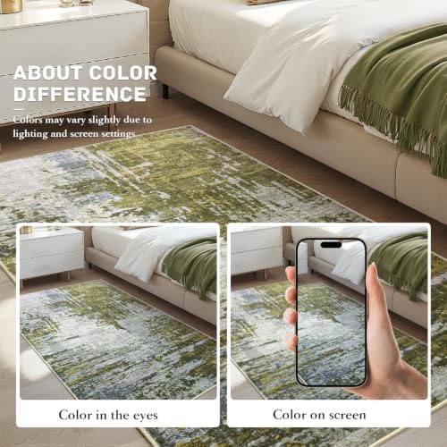 Entrance Rugs Indoor 2x4 Green Entry Rug Washable Abstract Black Small Area Rug Non-Slip Low Pile Throw Rugs for Entryway, Kitchen Floor, Front Door Indoor Door Mat, Bathroom, Bedroom Bedside - Image 7