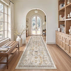 Madane Hallway Runner Rug 2'6''x10' Kitchen Runners Vintage, Brown/Gold - Image 2