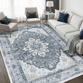 RELEANY Washable Area Rug, 5'x7', Grey/White/Beige by RELEANY