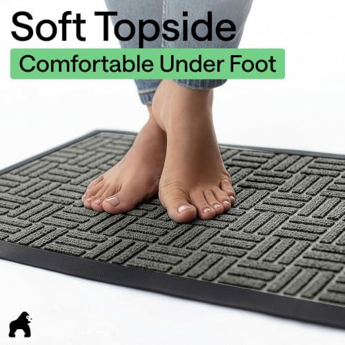 GORILLA GRIP WeatherMAX Door Mat, Indoor Outdoor Use, 47x35, Gray Maze - Image 7