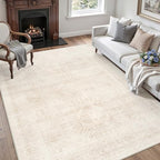 4x6 Area Rugs Living Room: Bedroom Neutral Washable Carpet Beige - Image 3