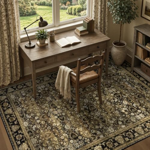 5x7 Area Rug for Living Room, Non-Slip Washable Large Carpet, Mocha Brown - Image 6