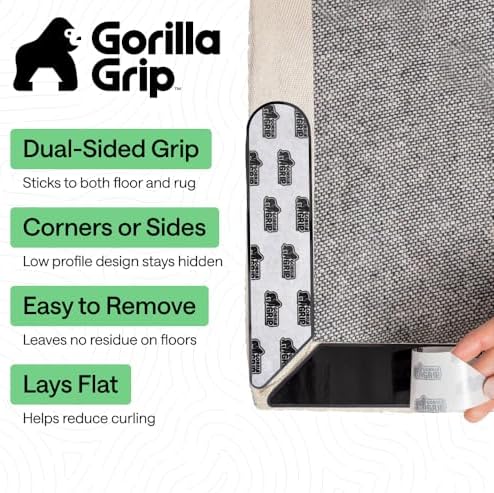 GORILLA GRIP® Extra Long Rug Grippers for Hardwood Floor, 24 Pack Black - Image 2