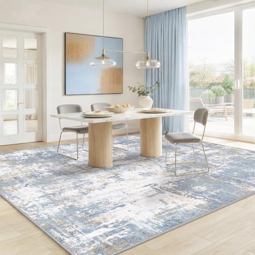 RELEANY Washable 6'x9' Abstract Area Rug for Living Room Light Blue - Image 2