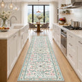 PLHXFR 2x5 Washable Runner Rug：Floral Indoor Kitchen Carpet Green Beige by PLHXFRSoftAreaRugs