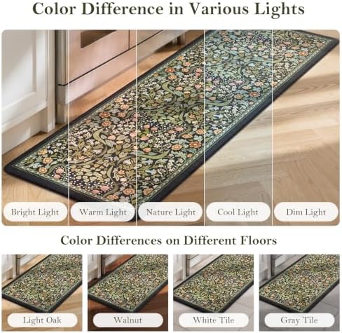 Collive Kitchen Rugs Sets of 3, Half Moon Rug Kitchen Floor Mat Sets, Black - Image 7