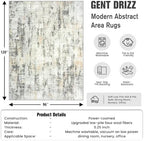 8x10 Area Rugs for Living Room: Washable Abstract Grey Brown Bedroom Carpet - Image 2