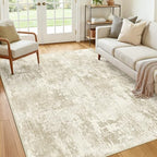 RELEANY Washable 5'x7' Abstract Area Rug for Living Room Cream Beige - Image 2