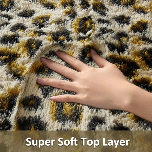 Ophanie Leopard Rugs for Bedroom Living Room, Cheetah Print Rug Fluffy Shag Large Fuzzy Plush Soft Throw,Large Shaggy Floor Faux Animal Throw 4x6 Carpets,Decor Aesthetic with Over 99 pcs Pile fibers - Image 3