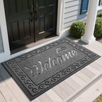 Yimobra Welcome Mat, Heavy Duty Sturdy Door Mats for Home Entrance Outdoor Indoor, Front Doormat for Outside Patio Floor Entry Porch Garage Office, Waterproof, Low Profile, 60 x 36, Black Grey by Yimobra