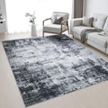 Area Rug Living Room: 4x6 Modern Washable Soft Carpet Dark Black by FXRHLP