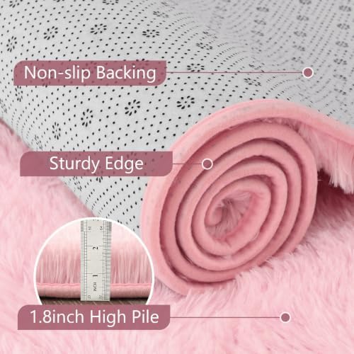 2x3 Pink Fluffy Soft Area Rug Non-Slip for Kids Bedroom Nursery Playroom - Image 6