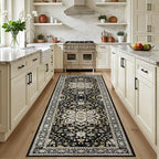 Hallway Runner Rug: 2.6x8 Kitchen Rugs for Living Room Black Gold by EXPEDIX
