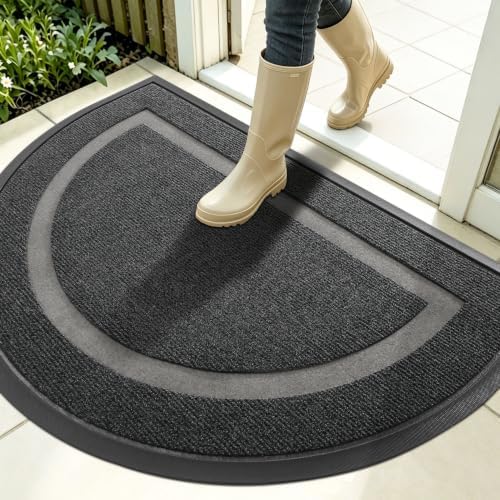 OLANLY Half Circle Front Door Mat Outside 35x23 All-Season Rubber Doormat by OLANLY