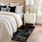 RELEANY Washable 2'x4' Abstract Area Rug for Living Room Black Gold - Image 2