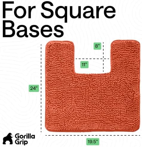 GORILLA GRIP Chenille Bath Rug Mat for Square Toilet Base, 24x19 Coral - Image 2