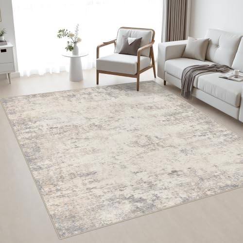 Area Rug Living Room: 5x5 Modern Washable Soft Carpet Brown Beige by FXRHLP