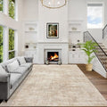 5x7 Area Rugs for Living Room: Washable Abstract Beige Bedroom Carpet by GENTDRIZZ