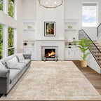 5x7 Area Rugs for Living Room: Washable Abstract Beige Bedroom Carpet by GENTDRIZZ