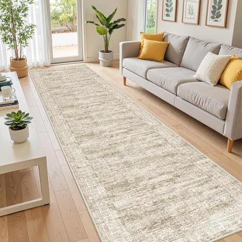 2x10 Runner Rug Non Slip,Washable Hallway Runner Rug,Brown - Image 3