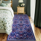 PLHXFR 2.6x8 Washable Runner Rug：Floral Indoor Kitchen Soft Carpet Blue - Image 2