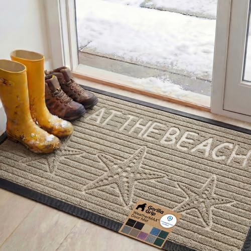 GORILLA GRIP WeatherMAX Door Mat, Indoor Outdoor Use, 47x35, Beige Beach by GorillaGrip