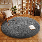 Ophanie Round Rug 5Ft Grey Circle Area Rugs,Fluffy Fuzzy Bedroom Carpet 5 Foot,Plush Shag Indoor Floor Gray Living Room Circular Decor for Kids Teen Boys Baby,Classroom with Over 99 pcs Pile fibers by Ophanie
